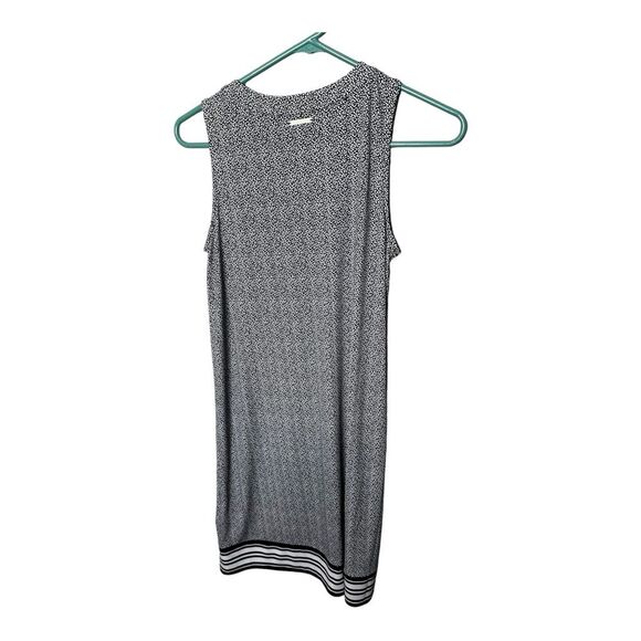 Michael Kors Tank Sheath Dress XS black white print laceup v neck slinky stretch - Picture 7 of 11